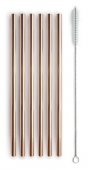 SET OF 6 STRAWS WITH BRUSH. ROSEGOLD COLOR.
